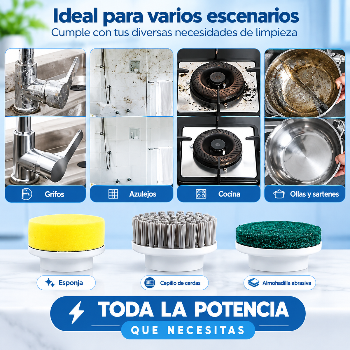 Cepillo de Limpieza Recargable con Pantalla LED