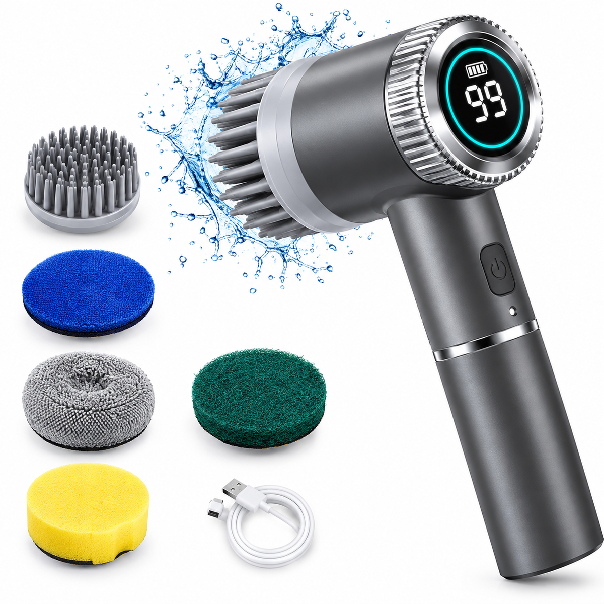 Cepillo de Limpieza Recargable con Pantalla LED
