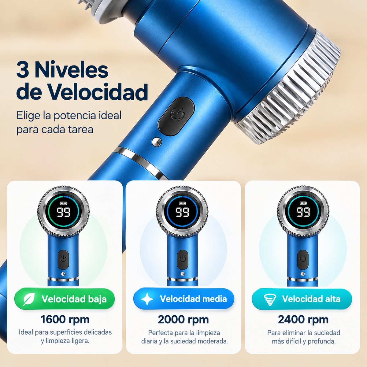Cepillo de Limpieza Recargable con Pantalla LED